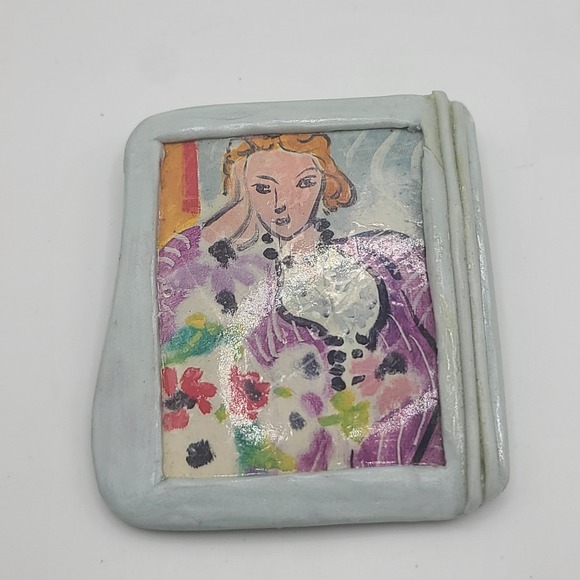 Matisse Jewelry - Vintage Matisse Brooch Lady Purple Robe Signed